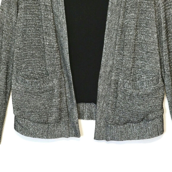 Anthropologie Deletta Metallic Silver Gray Knit Open Cardigan Sweater Size S - Picture 4 of 15